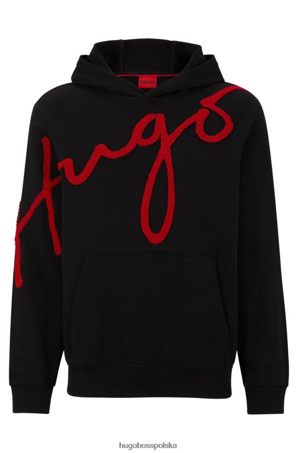 Hugo Boss bawełniana bluza z kapturem z dużym haftem z logo Hugo w kolorze czarnym czarny R0X0H62854