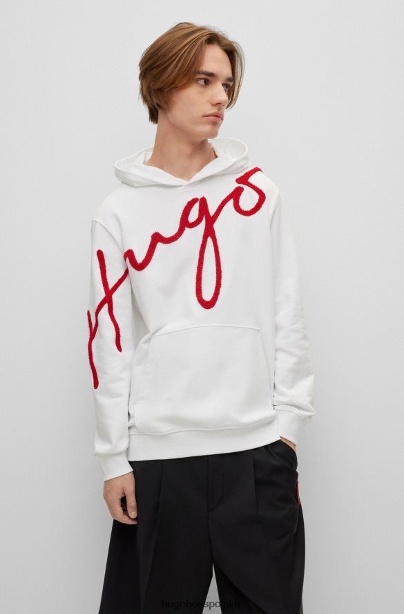Hugo Boss bawełniana bluza z kapturem z dużym haftem z logo w kolorze białym hugo biały R0X0H62852