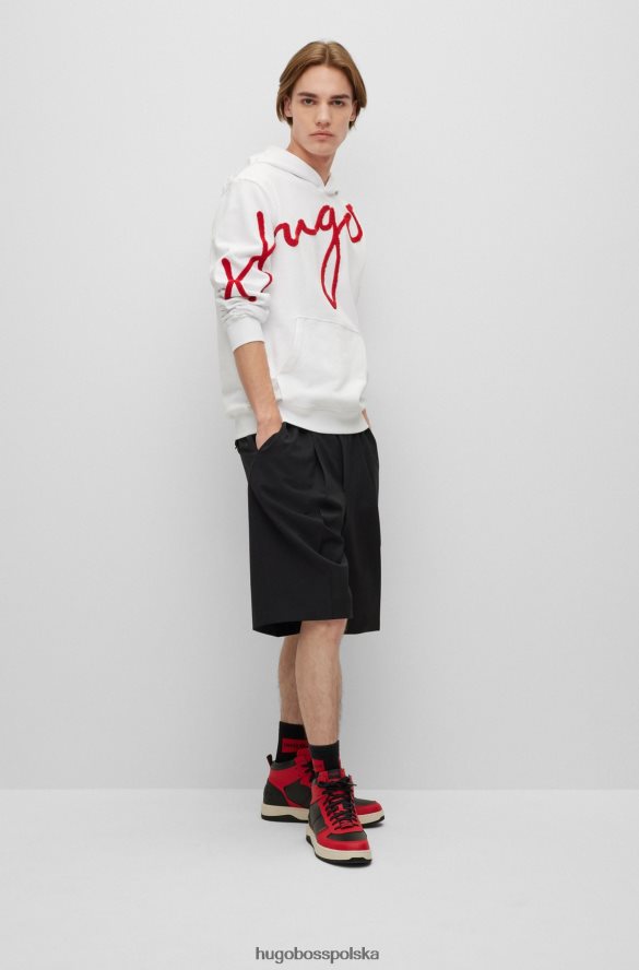 Hugo Boss bawełniana bluza z kapturem z dużym haftem z logo w kolorze białym hugo biały R0X0H62852