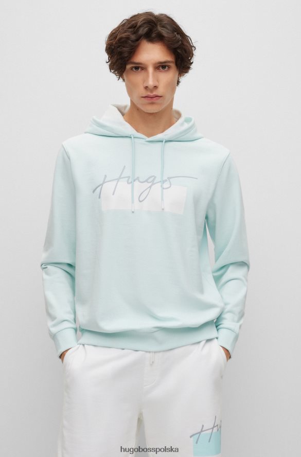 Hugo Boss bluza frotte z odręcznym logo jasnoniebieskim hugo jasny niebieski R0X0H62994