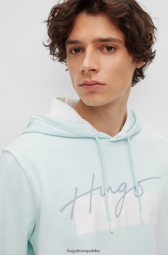 Hugo Boss bluza frotte z odręcznym logo jasnoniebieskim hugo jasny niebieski R0X0H62994