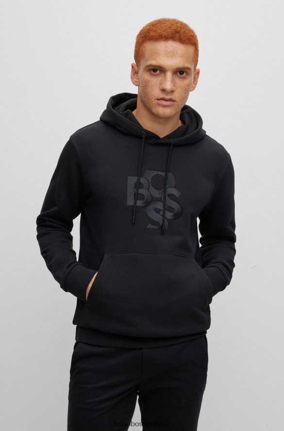 Hugo Boss bluza z kapturem frotte z logo czarny R0X0H61485