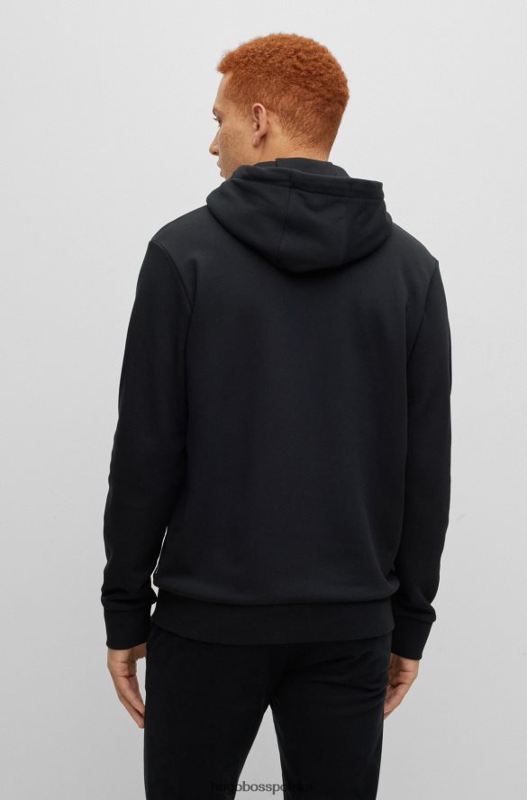 Hugo Boss bluza z kapturem frotte z logo czarny R0X0H61485
