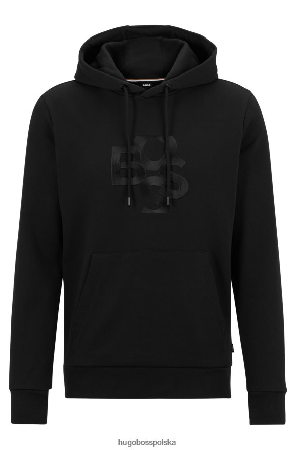 Hugo Boss bluza z kapturem frotte z logo czarny R0X0H61485