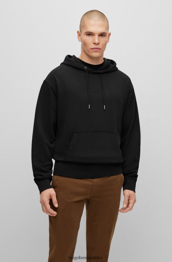 Hugo Boss czarna, barwiona w odzieży bawełniana bluza z kapturem z tonalnym logo hugo czarny R0X0H61681
