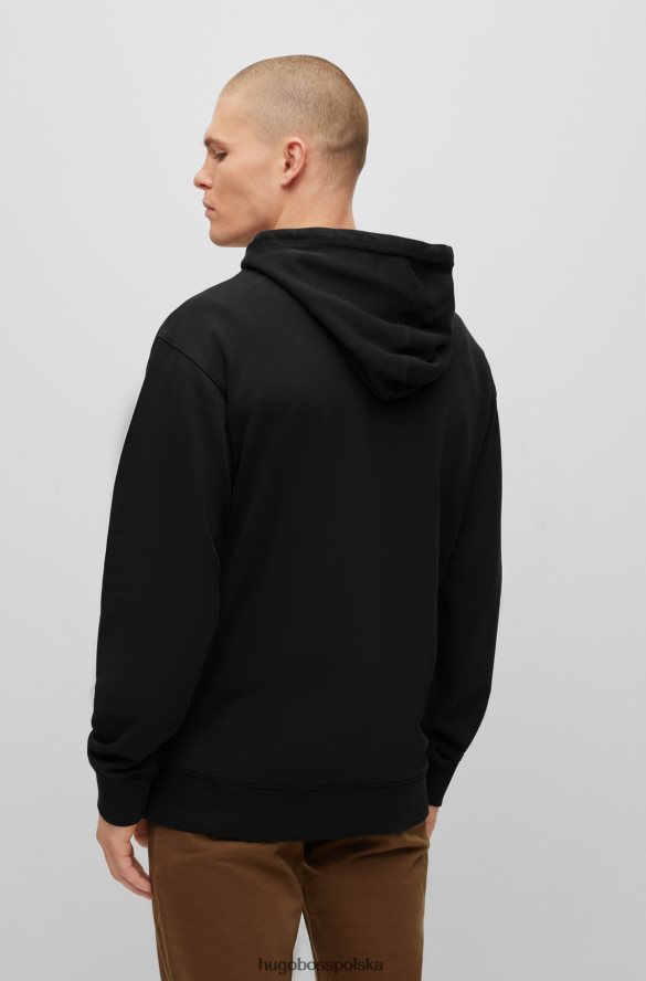 Hugo Boss czarna, barwiona w odzieży bawełniana bluza z kapturem z tonalnym logo hugo czarny R0X0H61681