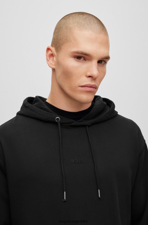 Hugo Boss czarna, barwiona w odzieży bawełniana bluza z kapturem z tonalnym logo hugo czarny R0X0H61681