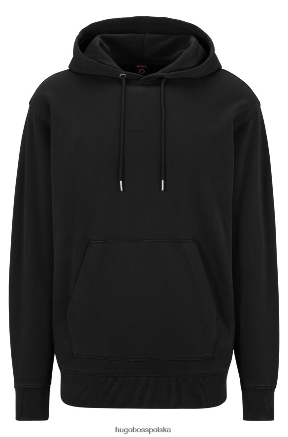 Hugo Boss czarna, barwiona w odzieży bawełniana bluza z kapturem z tonalnym logo hugo czarny R0X0H61681