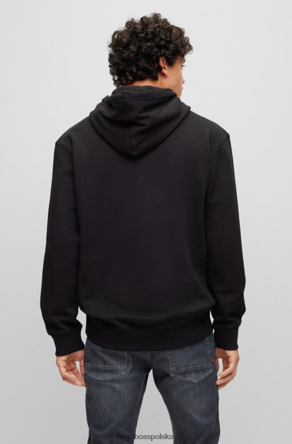 Hugo Boss czarna bluza z bawełny frotte Hugo o luźnym kroju z polarowym logo czarny R0X0H61665