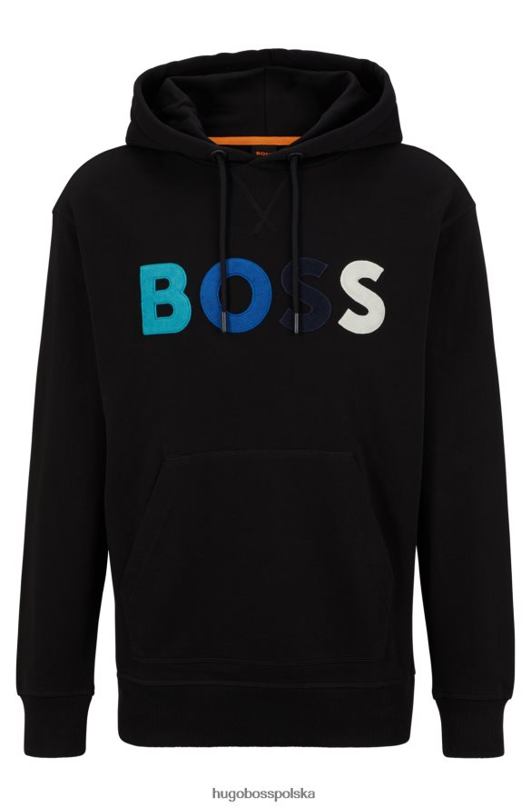 Hugo Boss czarna bluza z bawełny frotte Hugo o luźnym kroju z polarowym logo czarny R0X0H61665