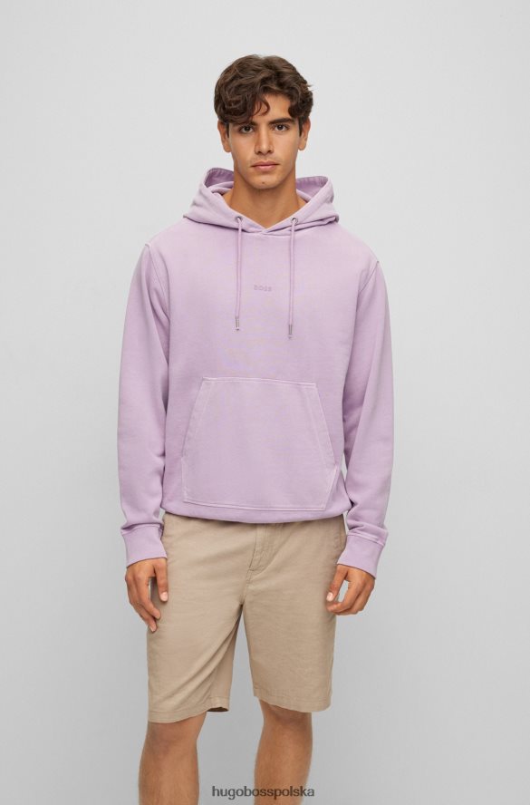 Hugo Boss jasnofioletowa bluza z kapturem z bawełny frotte firmy Hugo z tonalnym logo Jasny fiolet R0X0H61678