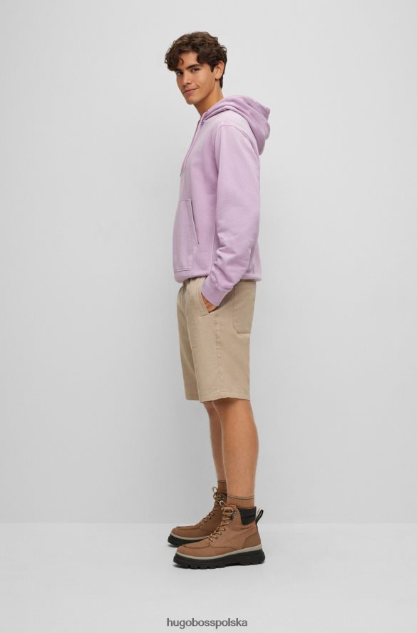 Hugo Boss jasnofioletowa bluza z kapturem z bawełny frotte firmy Hugo z tonalnym logo Jasny fiolet R0X0H61678