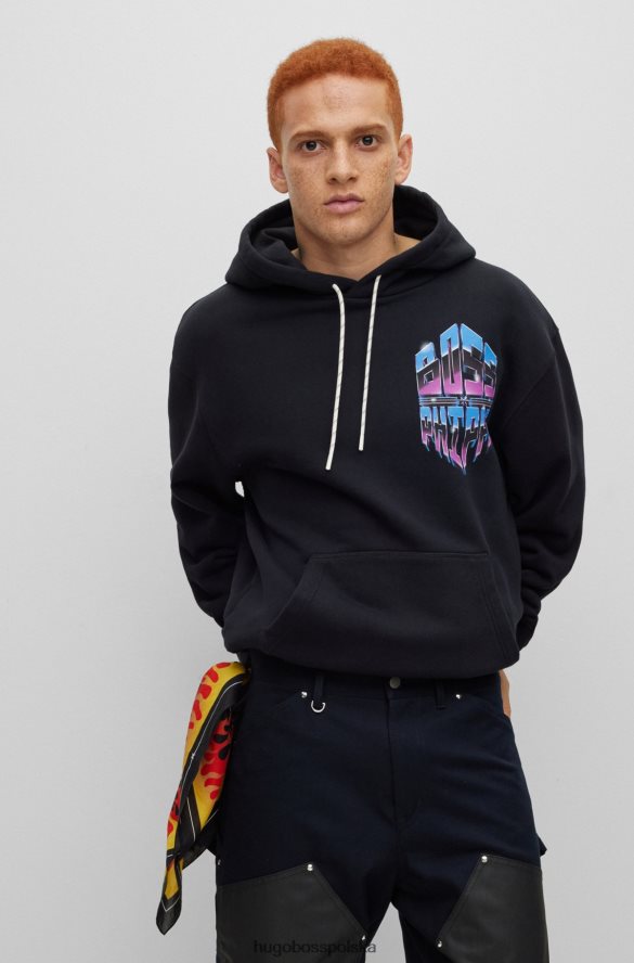 Hugo Boss x Bluza z kapturem typu oversize firmy phipps z bawełny organicznej czarny R0X0H63092
