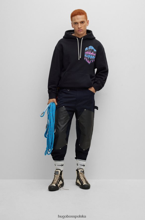 Hugo Boss x Bluza z kapturem typu oversize firmy phipps z bawełny organicznej czarny R0X0H63092