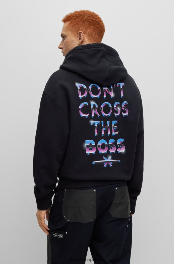 Hugo Boss x Bluza z kapturem typu oversize firmy phipps z bawełny organicznej czarny R0X0H63092