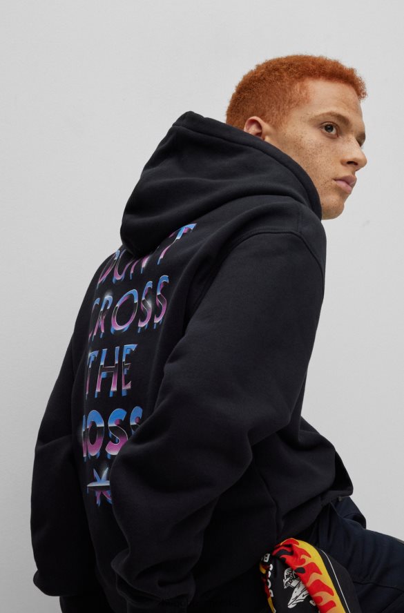 Hugo Boss x Bluza z kapturem typu oversize firmy phipps z bawełny organicznej czarny R0X0H63092