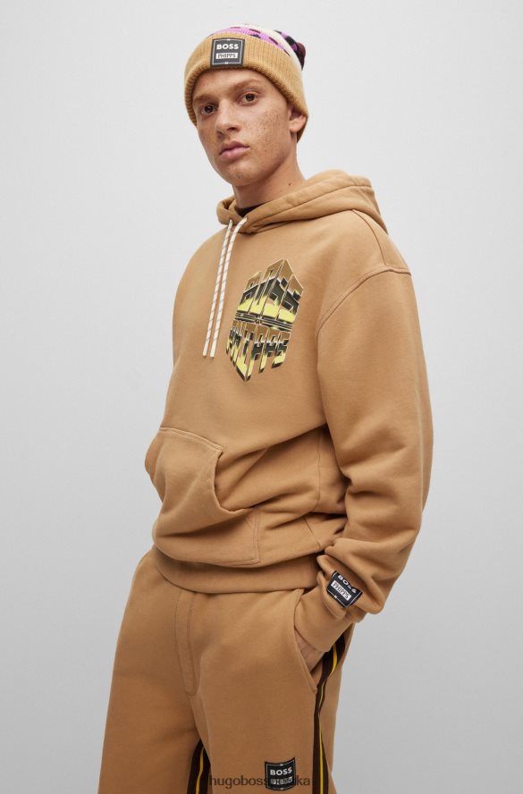 Hugo Boss x phipps – Bawełniana bluza z kapturem oversize o kroju oversize beżowy R0X0H63091