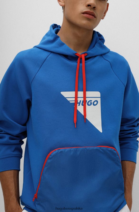 Hugo Boss Bluza hugo slim fit z kapturem i ozdobnym odblaskowym logo w kolorze niebieskim niebieski R0X0H64151