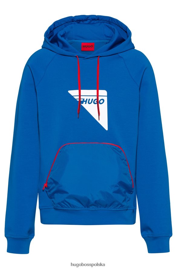 Hugo Boss Bluza hugo slim fit z kapturem i ozdobnym odblaskowym logo w kolorze niebieskim niebieski R0X0H64151