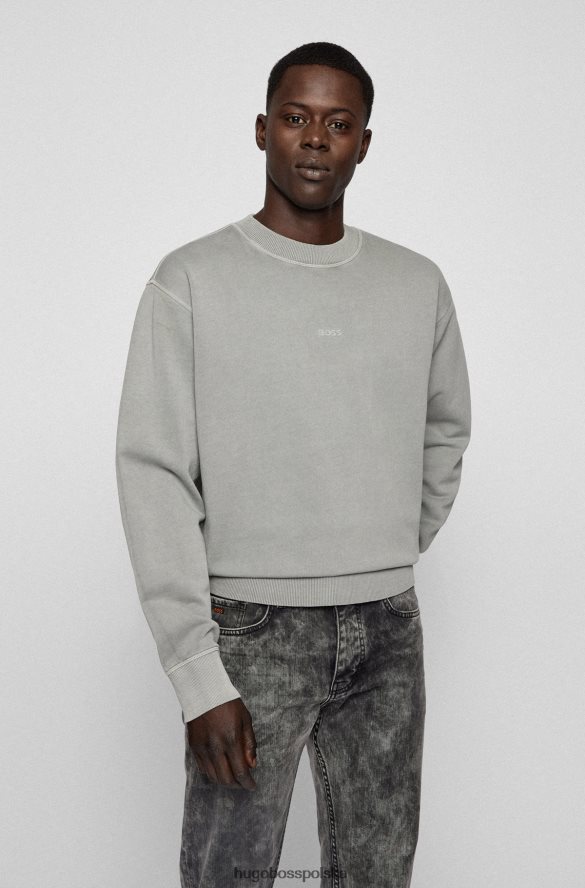 Hugo Boss Bluza hugo z okrągłym dekoltem, wykonana z frotte, z warstwowym szarym logo szary R0X0H62097