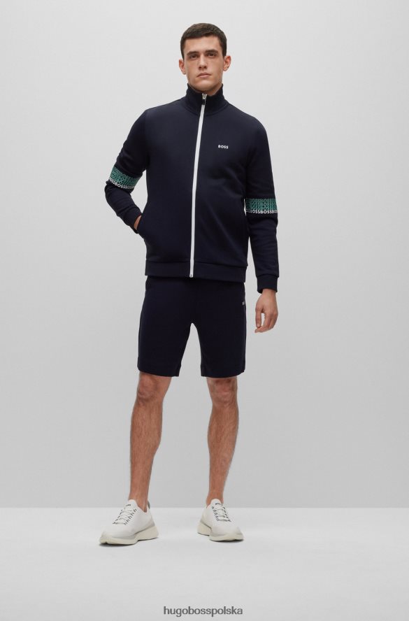 Hugo Boss Bluza o regularnym kroju, zapinana na zamek, z wielobarwnym logo Hugo w kolorze granatowym ciemny niebieski R0X0H62830