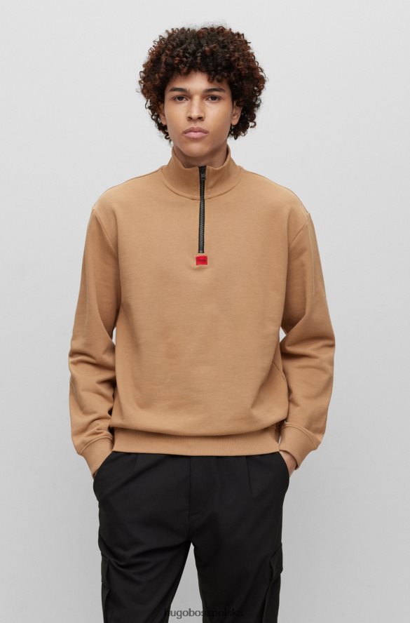 Hugo Boss Bluza o swobodnym kroju, zapinana na zamek, wykonana z bawełny frotte w kolorze hugo w kolorze beżowym beżowy R0X0H63114