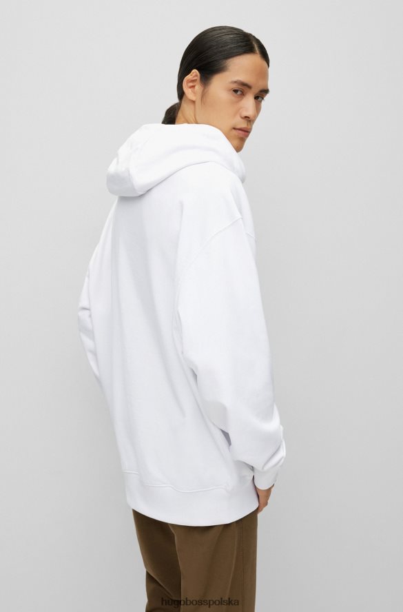Hugo Boss Bluza z kapturem z bawełny organicznej i gumowanym nadrukiem logo w kolorze białym hugo biały R0X0H62546