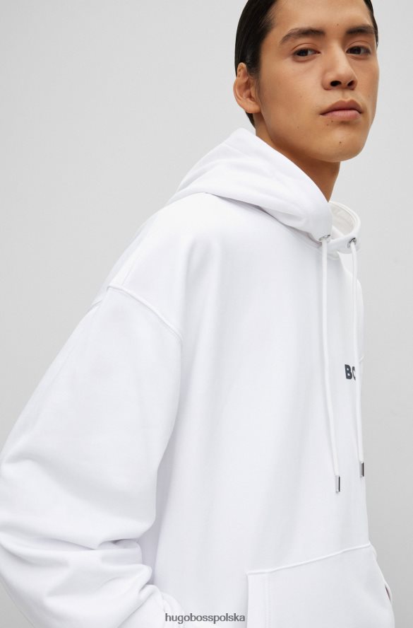 Hugo Boss Bluza z kapturem z bawełny organicznej i gumowanym nadrukiem logo w kolorze białym hugo biały R0X0H62546