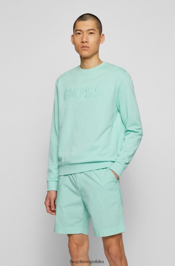 Hugo Boss Bluza z okrągłym dekoltem, wykonana z bawełny frotte, z logo jasnozielonym hugo jasnozielony R0X0H63192