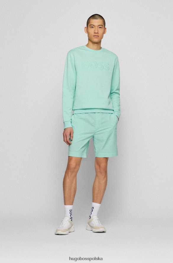 Hugo Boss Bluza z okrągłym dekoltem, wykonana z bawełny frotte, z logo jasnozielonym hugo jasnozielony R0X0H63192