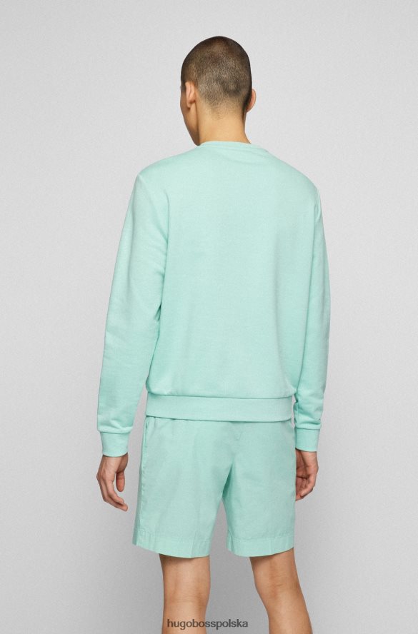 Hugo Boss Bluza z okrągłym dekoltem, wykonana z bawełny frotte, z logo jasnozielonym hugo jasnozielony R0X0H63192