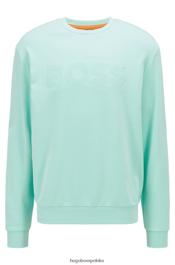 Hugo Boss Bluza z okrągłym dekoltem, wykonana z bawełny frotte, z logo jasnozielonym hugo jasnozielony R0X0H63192