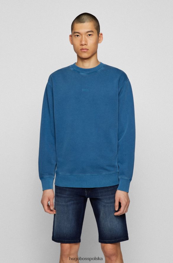 Hugo Boss Bluza z okrągłym dekoltem z francuskiej frotte i warstwowym logo hugo w kolorze niebieskim niebieski R0X0H62100