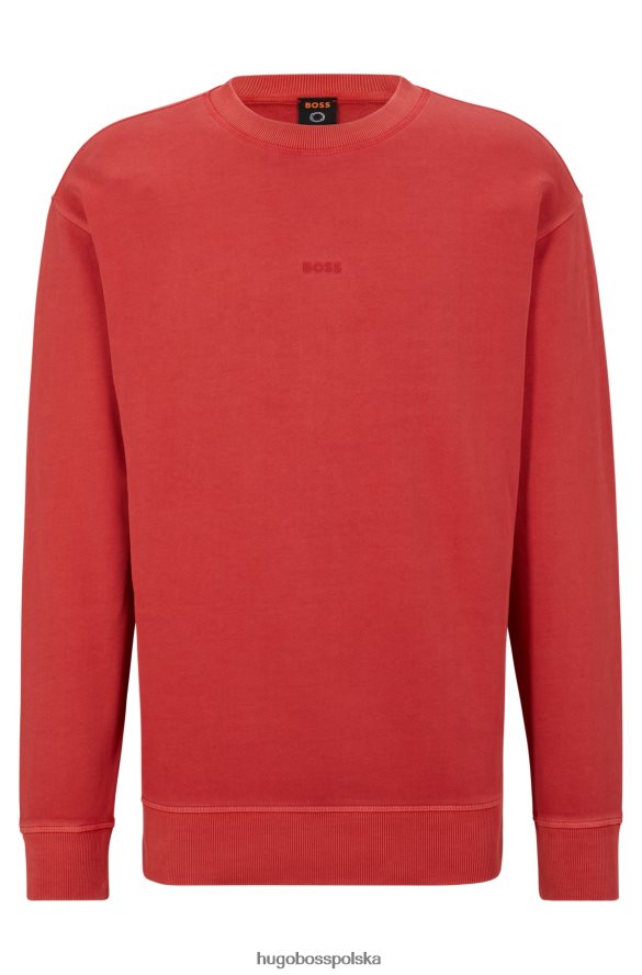 Hugo Boss Bluza z okrągłym dekoltem z frotte z warstwowym logo w kolorze czerwonym hugo czerwony R0X0H62098