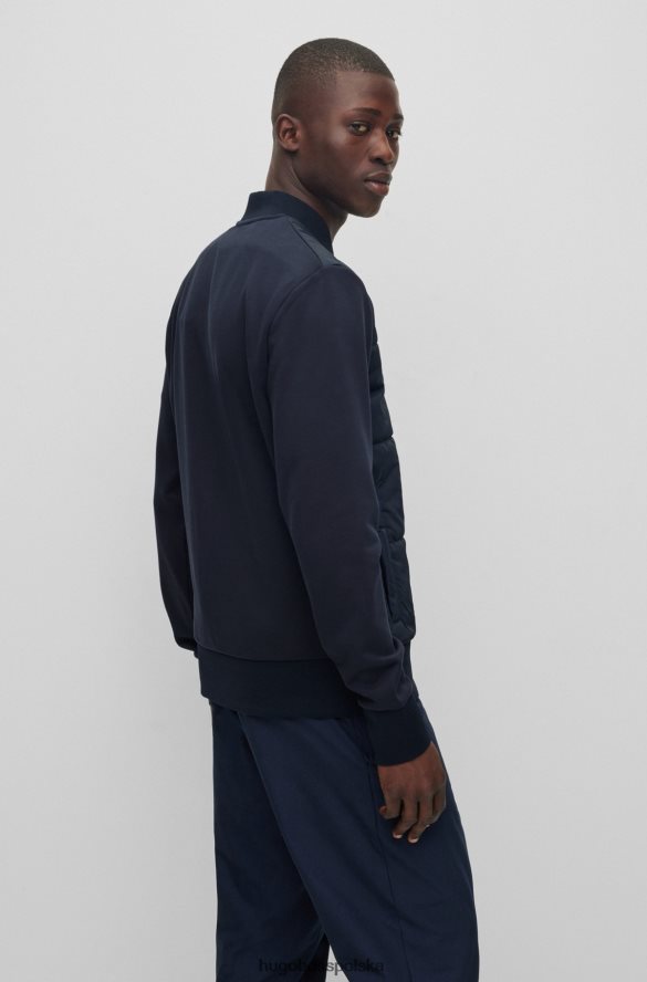 Hugo Boss Ciemnoniebieska bluza zapinana na zamek z bawełny organicznej i materiału technicznego hugo ciemny niebieski R0X0H62370