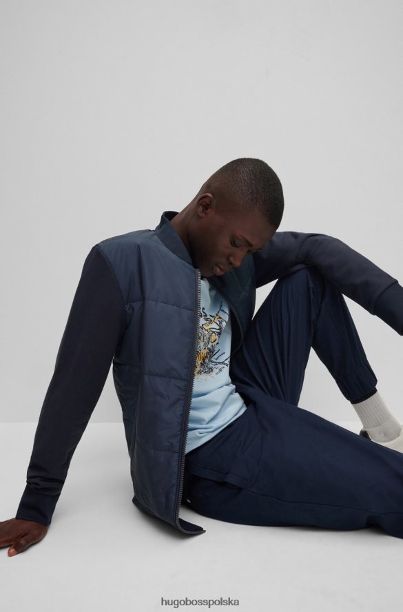 Hugo Boss Ciemnoniebieska bluza zapinana na zamek z bawełny organicznej i materiału technicznego hugo ciemny niebieski R0X0H62370