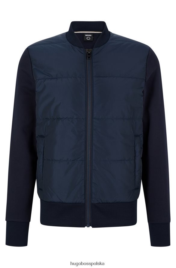 Hugo Boss Ciemnoniebieska bluza zapinana na zamek z bawełny organicznej i materiału technicznego hugo ciemny niebieski R0X0H62370