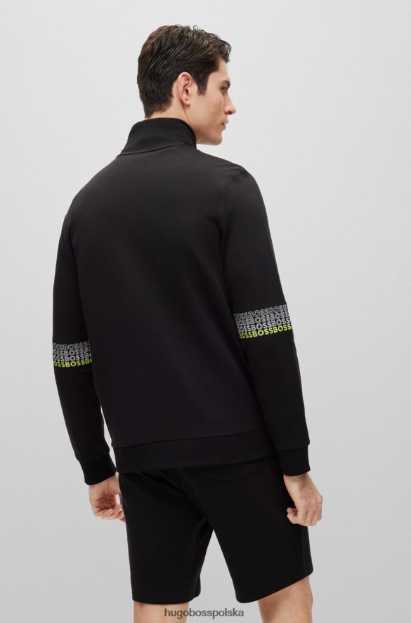 Hugo Boss Czarna bluza Hugo o regularnym kroju, zapinana na zamek i wielokolorowe logo czarny R0X0H62831