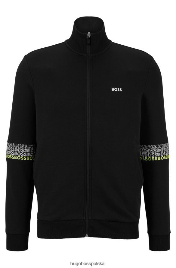 Hugo Boss Czarna bluza Hugo o regularnym kroju, zapinana na zamek i wielokolorowe logo czarny R0X0H62831