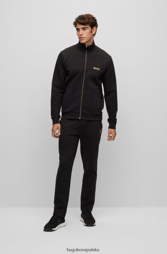 Hugo Boss Czarna bluza hugo z mieszanki bawełny, zapinana na zamek i haftowanym logo czarny R0X0H62990