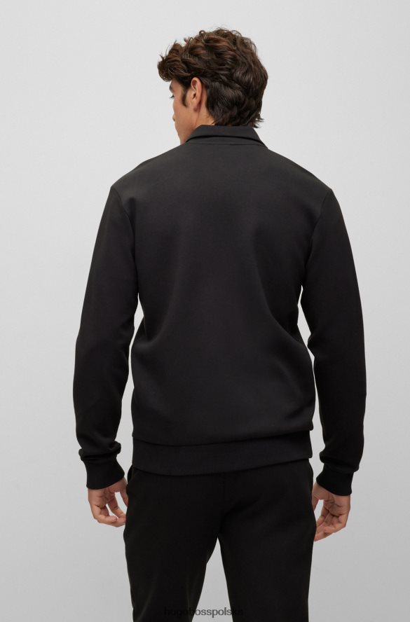 Hugo Boss Czarna bluza hugo z mieszanki bawełny, zapinana na zamek i haftowanym logo czarny R0X0H62990