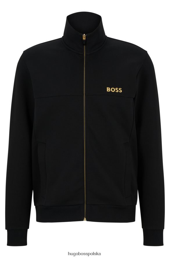 Hugo Boss Czarna bluza hugo z mieszanki bawełny, zapinana na zamek i haftowanym logo czarny R0X0H62990