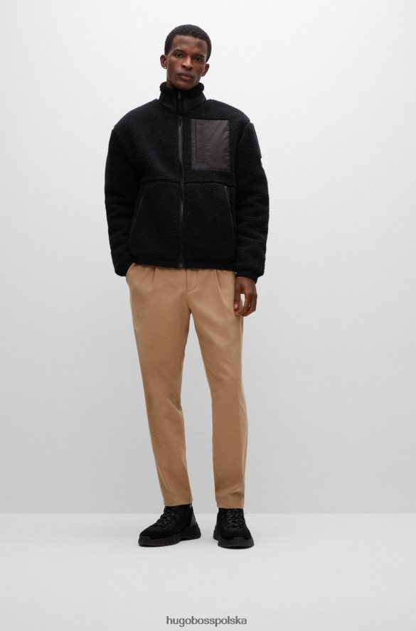 Hugo Boss Czarna, zapinana na zamek bluza Hugo z bawełnianego body z stonowanymi wykończeniami czarny R0X0H63428