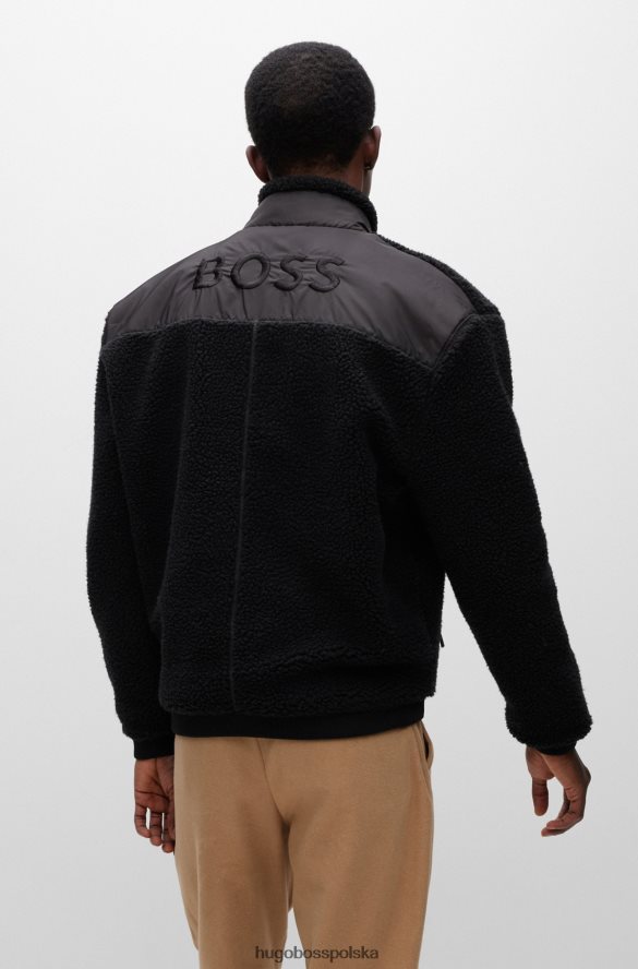 Hugo Boss Czarna, zapinana na zamek bluza Hugo z bawełnianego body z stonowanymi wykończeniami czarny R0X0H63428