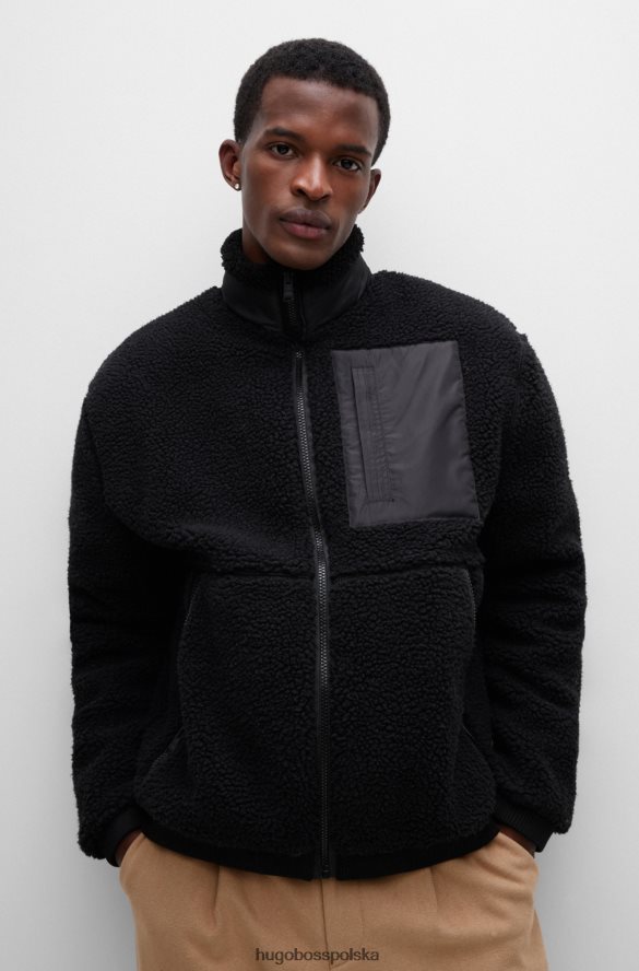 Hugo Boss Czarna, zapinana na zamek bluza Hugo z bawełnianego body z stonowanymi wykończeniami czarny R0X0H63428