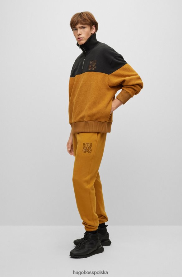 Hugo Boss Hugo polarowa bluza typu sherpa z zamkiem błyskawicznym i haftowanym logo w kolorze pomarańczowym Pomarańczowy R0X0H64360