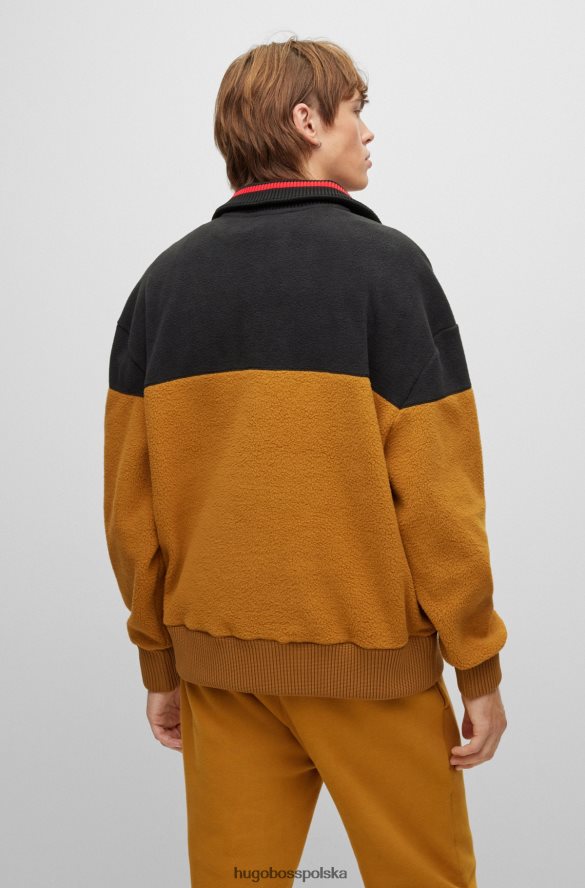 Hugo Boss Hugo polarowa bluza typu sherpa z zamkiem błyskawicznym i haftowanym logo w kolorze pomarańczowym Pomarańczowy R0X0H64360