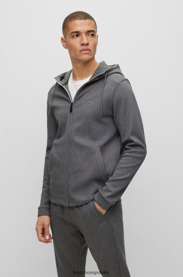 Hugo Boss Zapinana na zamek bluza z kapturem z bawełny organicznej z logo hugo w kolorze szarym szary R0X0H61013
