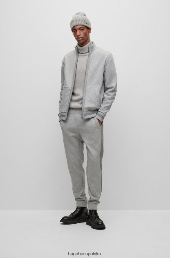 Hugo Boss Zapinana na zamek bluza z mieszanki bawełny z jedwabiem hugo silver srebro R0X0H64585