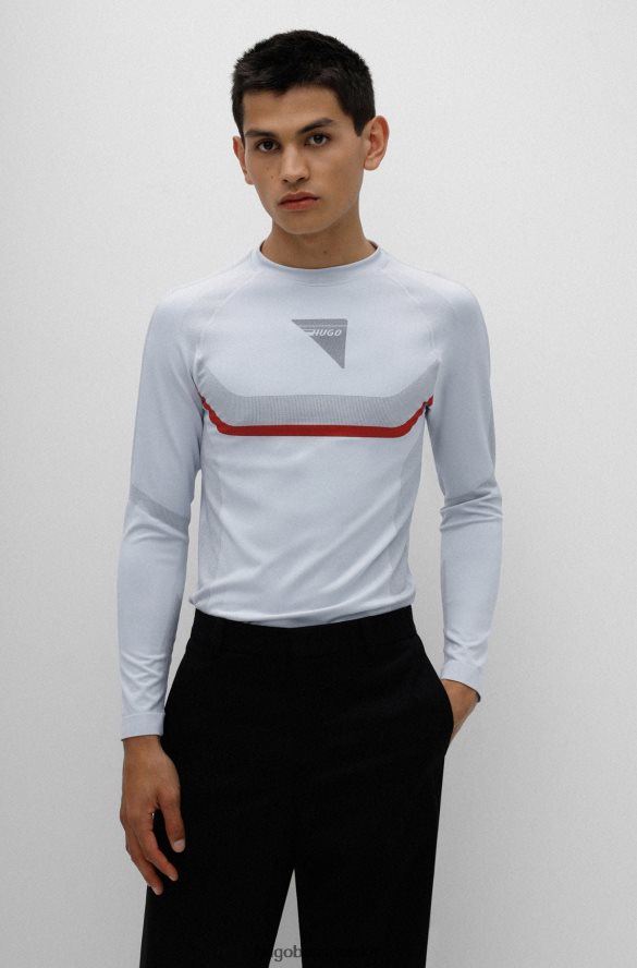 Hugo Boss biała, bardzo dopasowana, elastyczna bluza hugo z logo kapsuły biały R0X0H64150